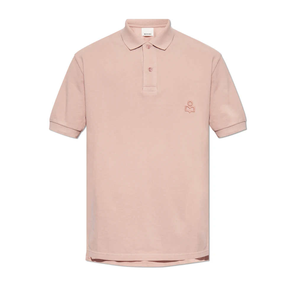 Isabel marant Geborduurd Poloshirt met Voorknoppen Pink Heren