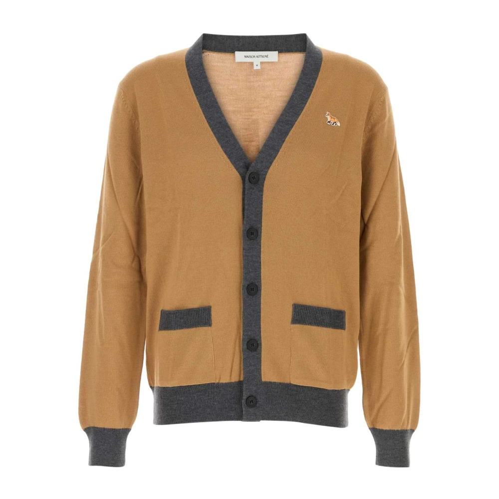 Maison Kitsuné Kameelwol Vest Brown Heren