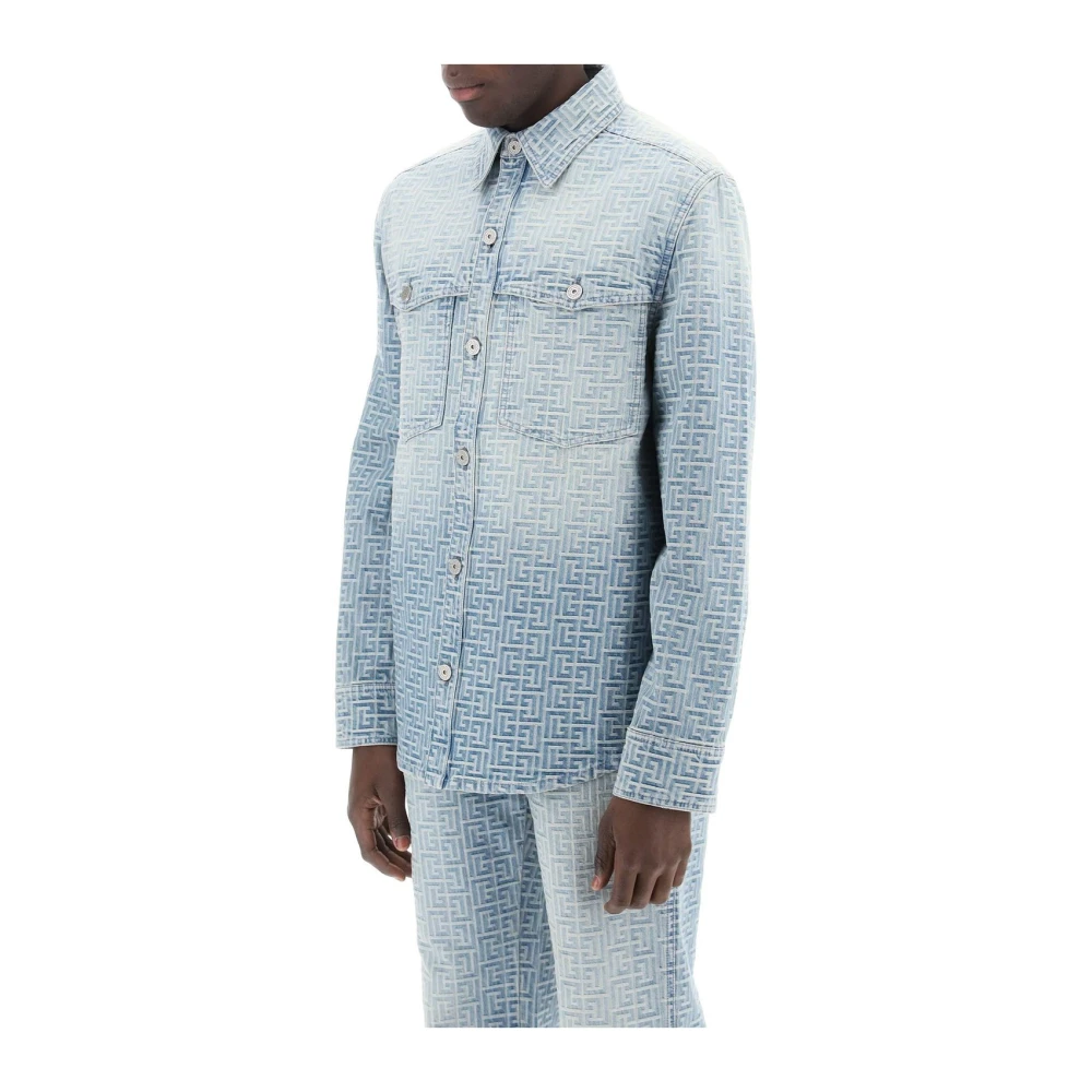 Balmain Casual Katoenen Overhemd voor Mannen Blue Heren