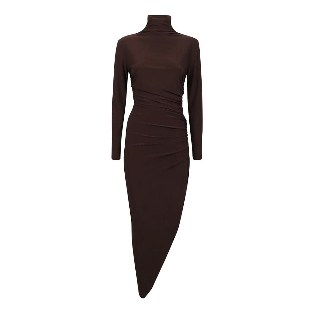 Norma Kamali Stijlvolle Jurken met Polyester en Spandex Brown Dames