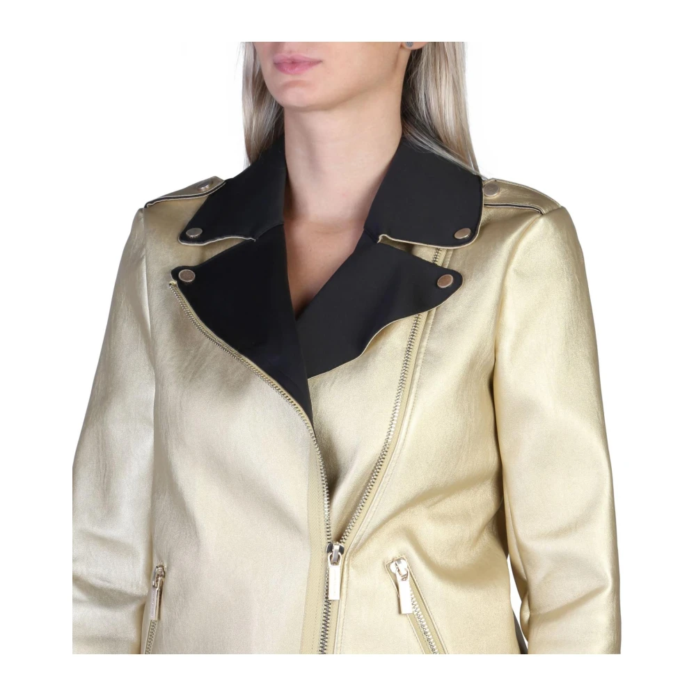 Armani Exchange Metallic Biker Bomber Jas Yellow Dames