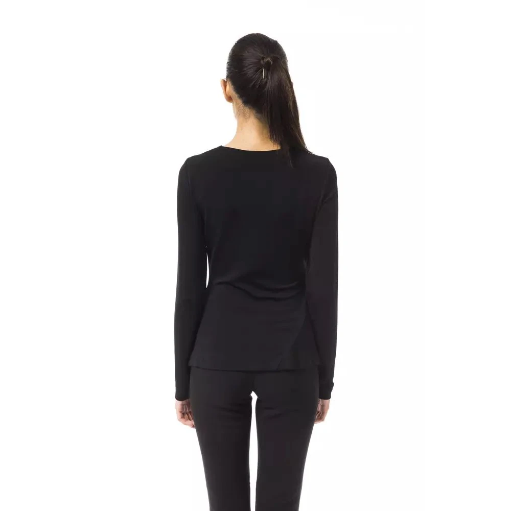 Byblos Stijlvolle Open Kraag Lange Mouw Top Black Dames