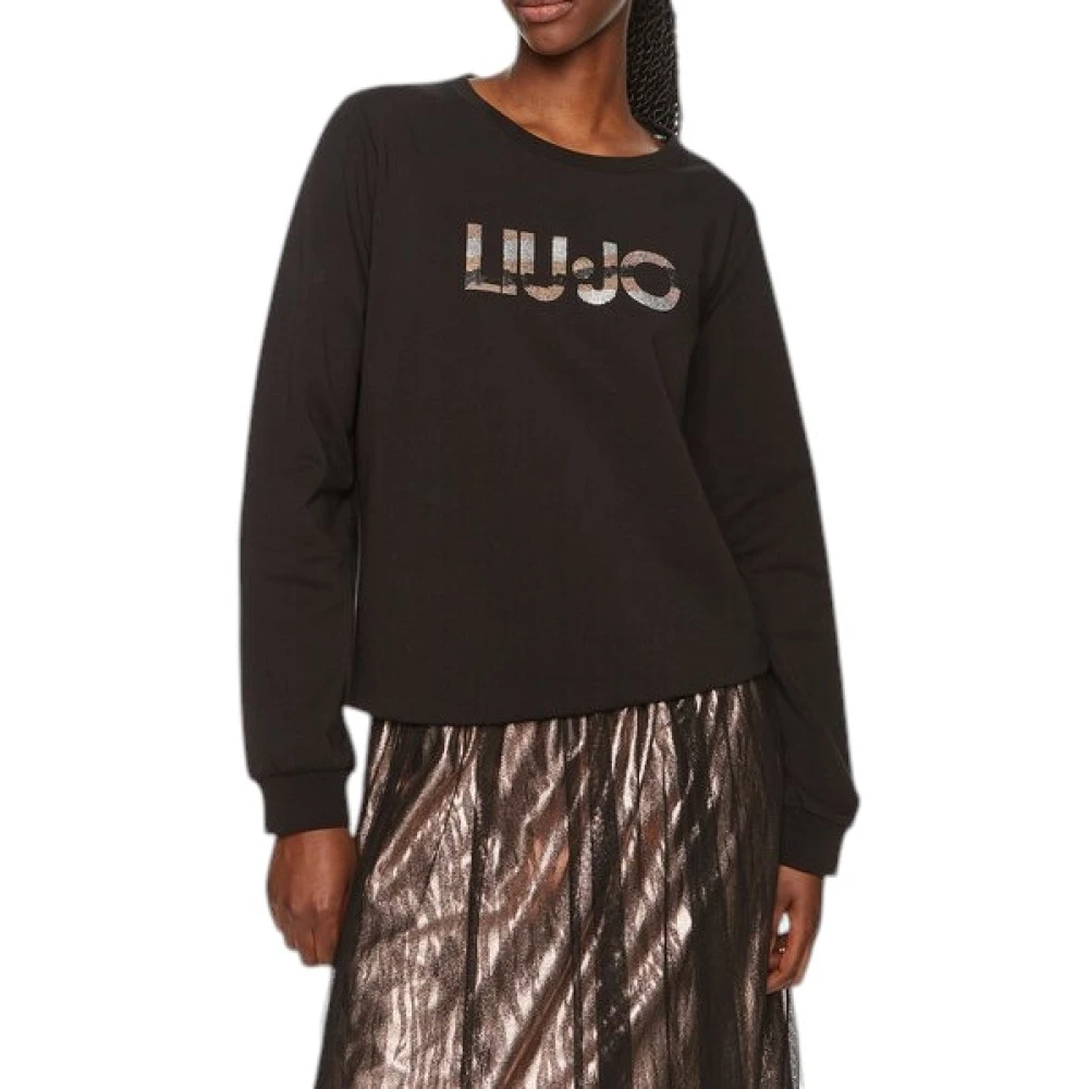 Liu Jo Women's Black Felpa - Long Sleeve T-Shirts - L - Tops