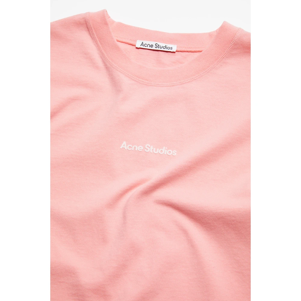 Acne Studios Roze Logo T-shirt Crew Neck Pink Dames