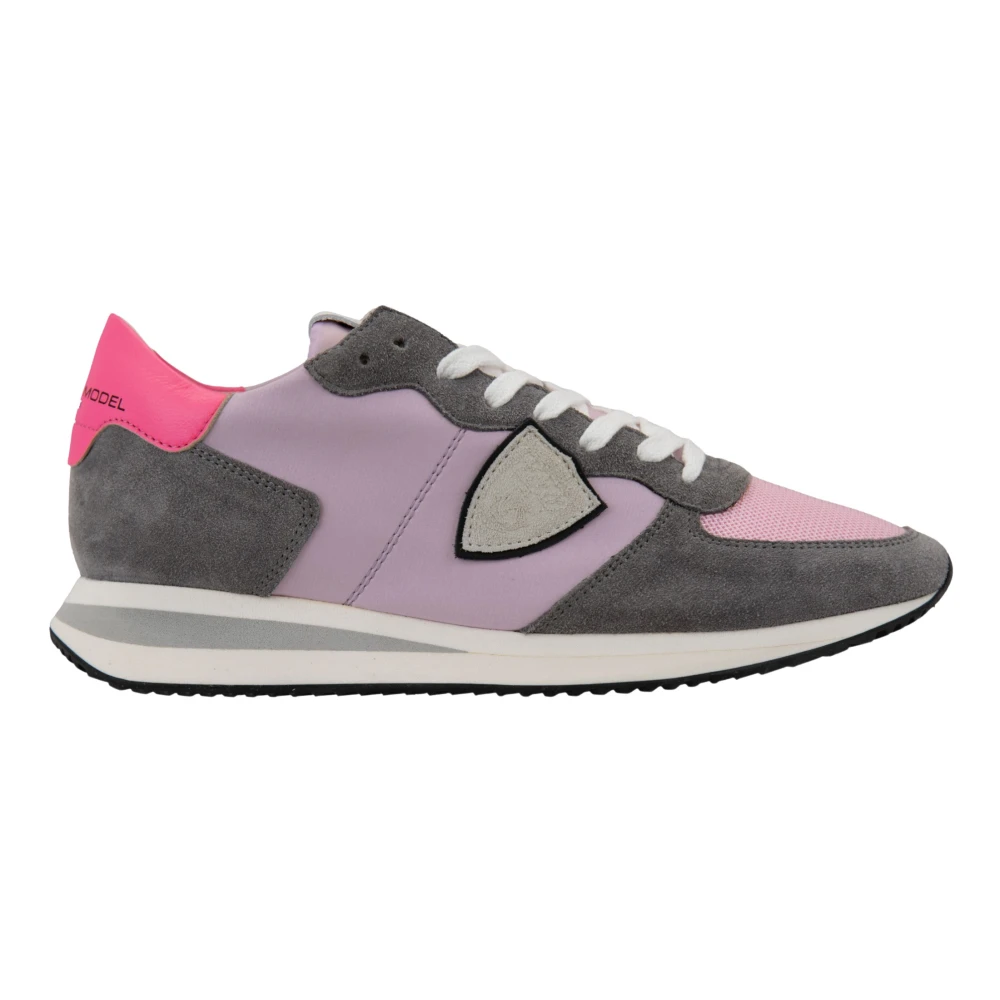 Philippe Model Donna Multicolor Sneakers In Pelle Con Inserto In Tessuto