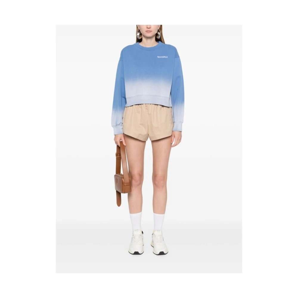 Sporty & Rich Korenbloemblauwe Crew Neck Logo Sweatshirt Blue Dames