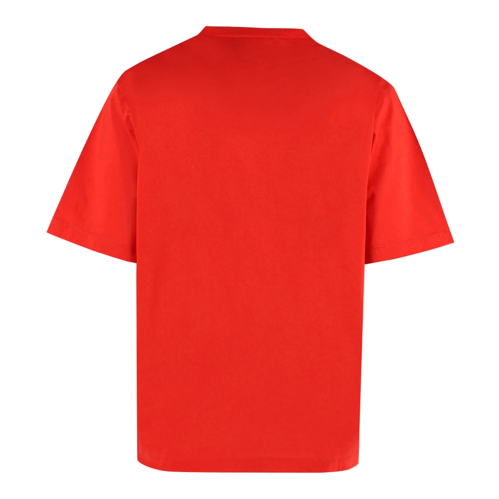 Dsquared2 Gedrukt Katoenen T-shirt Geribbelde Randen Red Dames