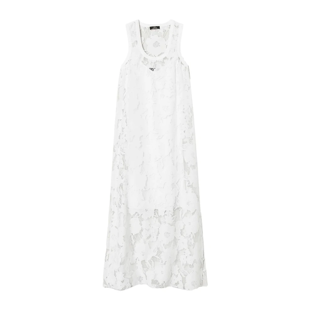 Twinset Witte Doorschijnende Mouwloze Jurk White Dames
