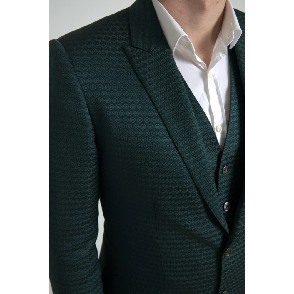 Dolce & Gabbana Smaragdgroen Slim Fit 3-Delig Pak Green Heren