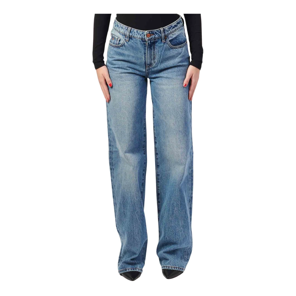Armani Exchange Blauwe wortelpasvorm jeans met zij- en achterzakken Blue Dames
