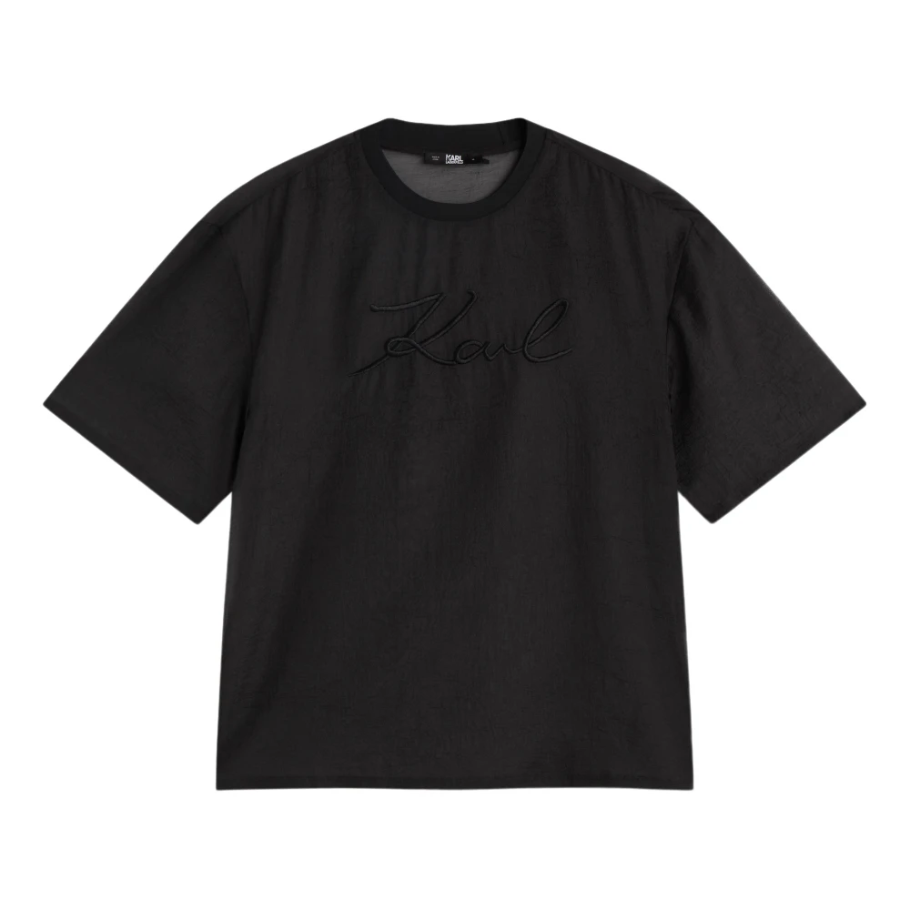 Karl Lagerfeld Organza Signature Oversized T-shirt Black Dames