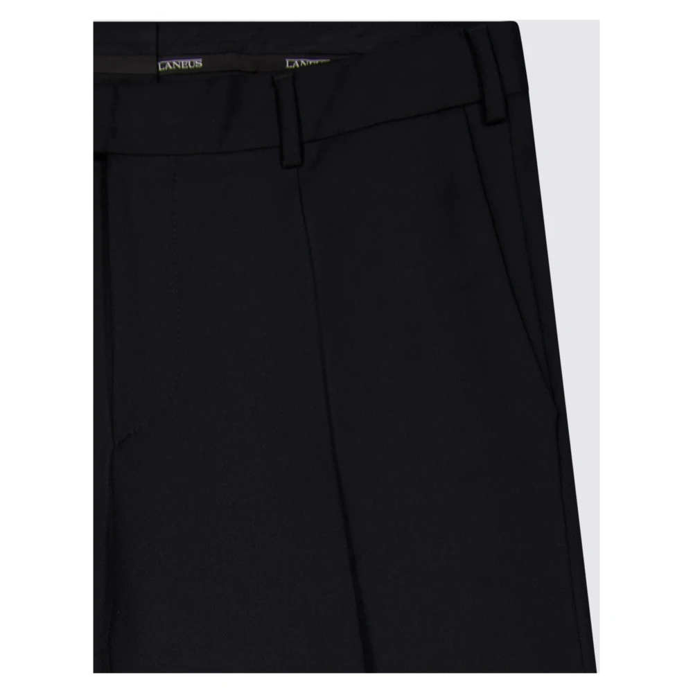 Laneus Klassieke wollen sigarettenbroek Black Heren