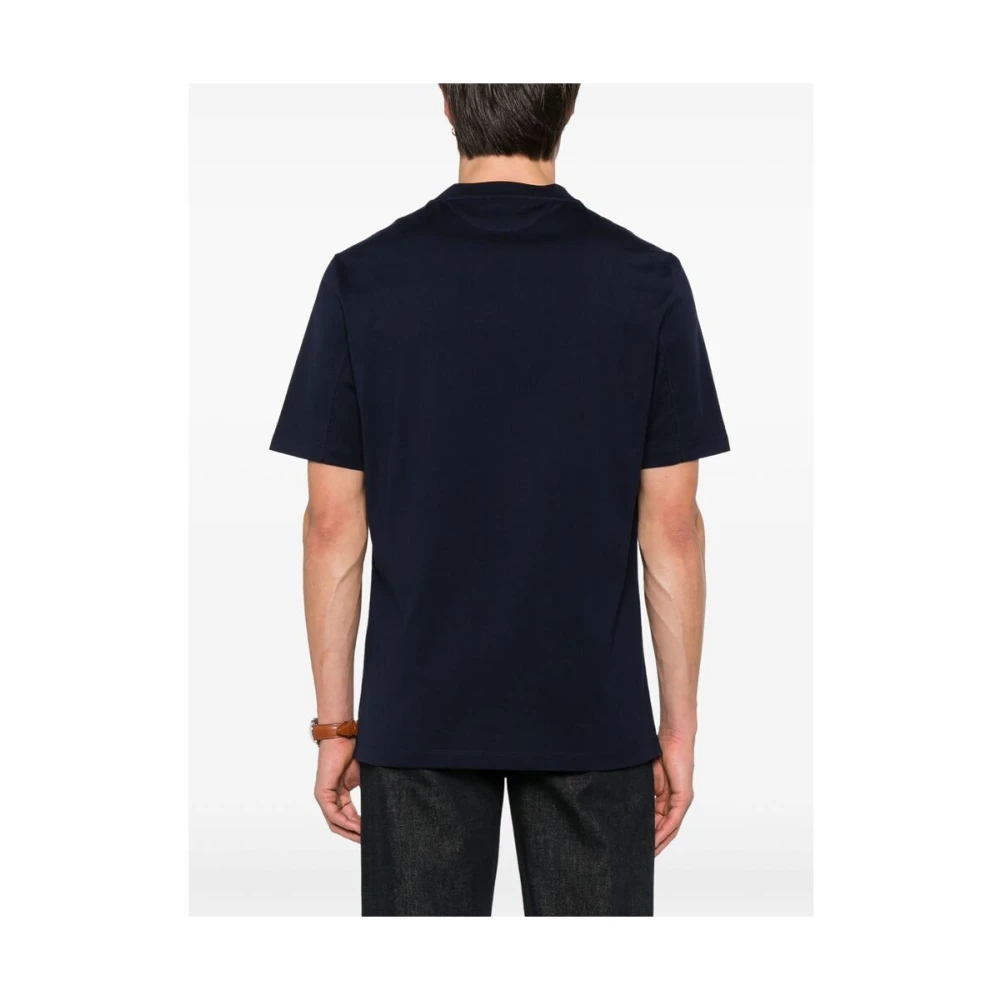 BRUNELLO CUCINELLI Navy Blue Crew Neck T-shirt Blue Heren