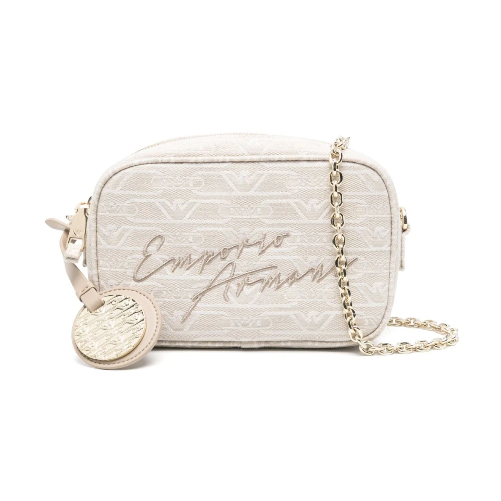 Emporio Armani Women's Beige Chain-Link Shoulder Bag