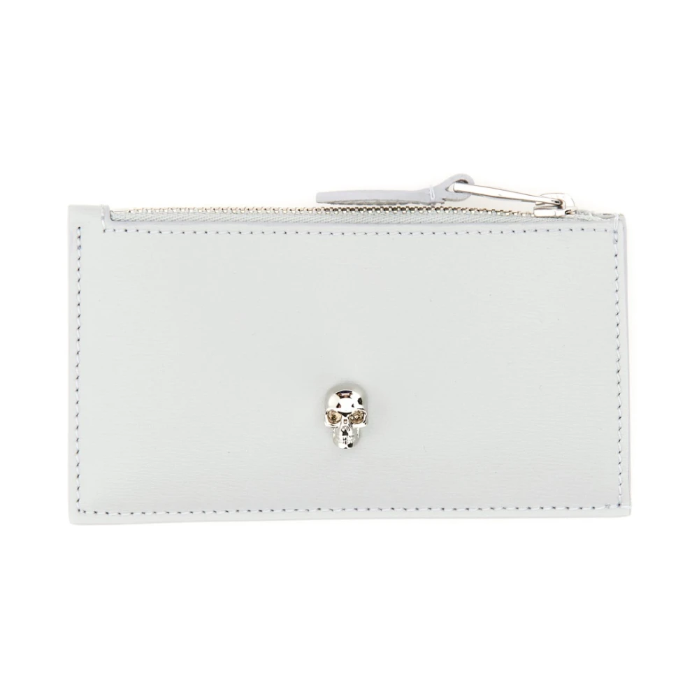 Alexander mcqueen Leren portemonnee met schedel Made in Italy Gray Dames