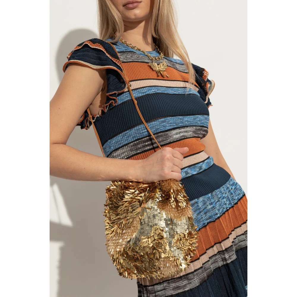 Ulla Johnson Schoudertas Celeste Paillette Yellow Dames