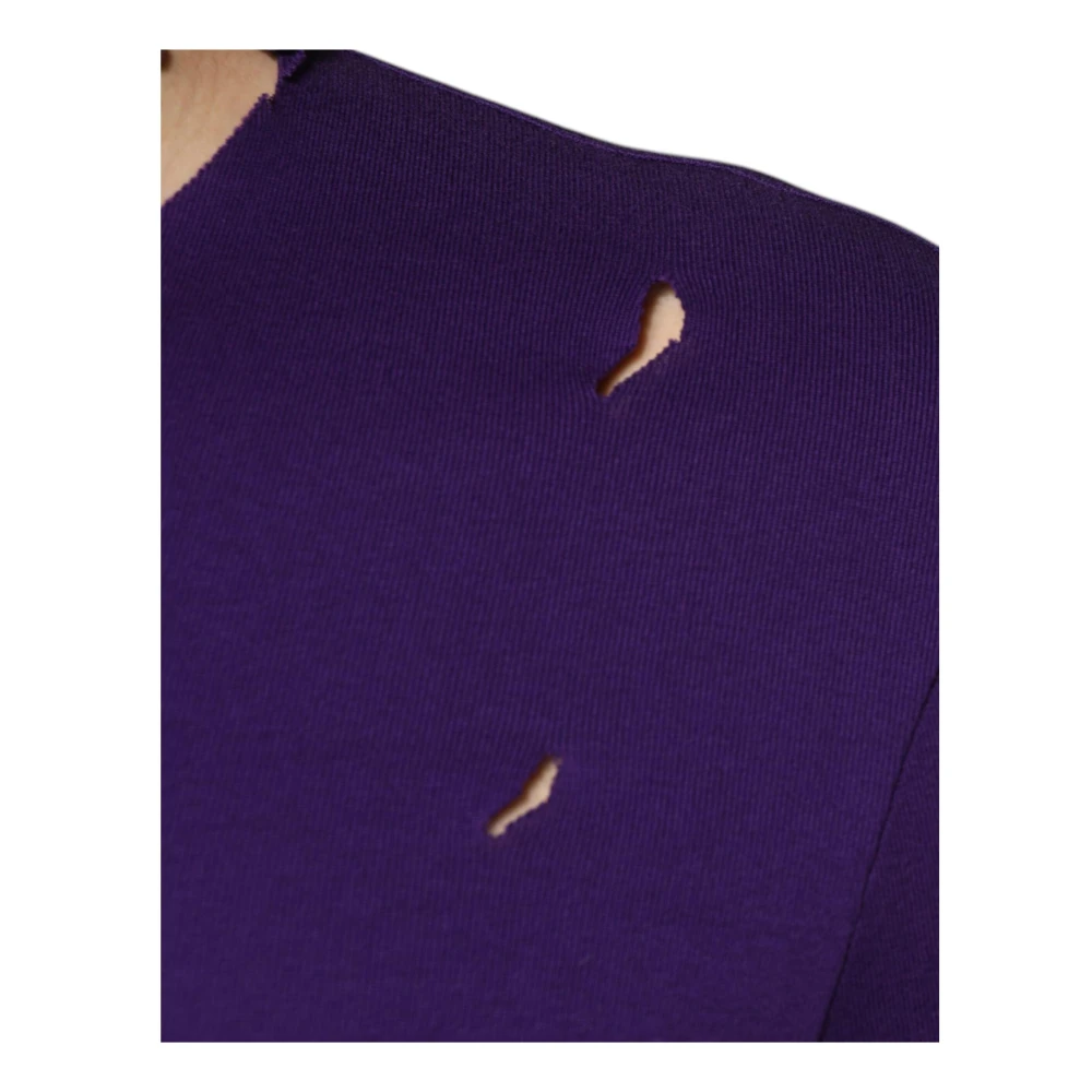 Dolce & Gabbana Paarse Katoenen Logotrui Purple Heren