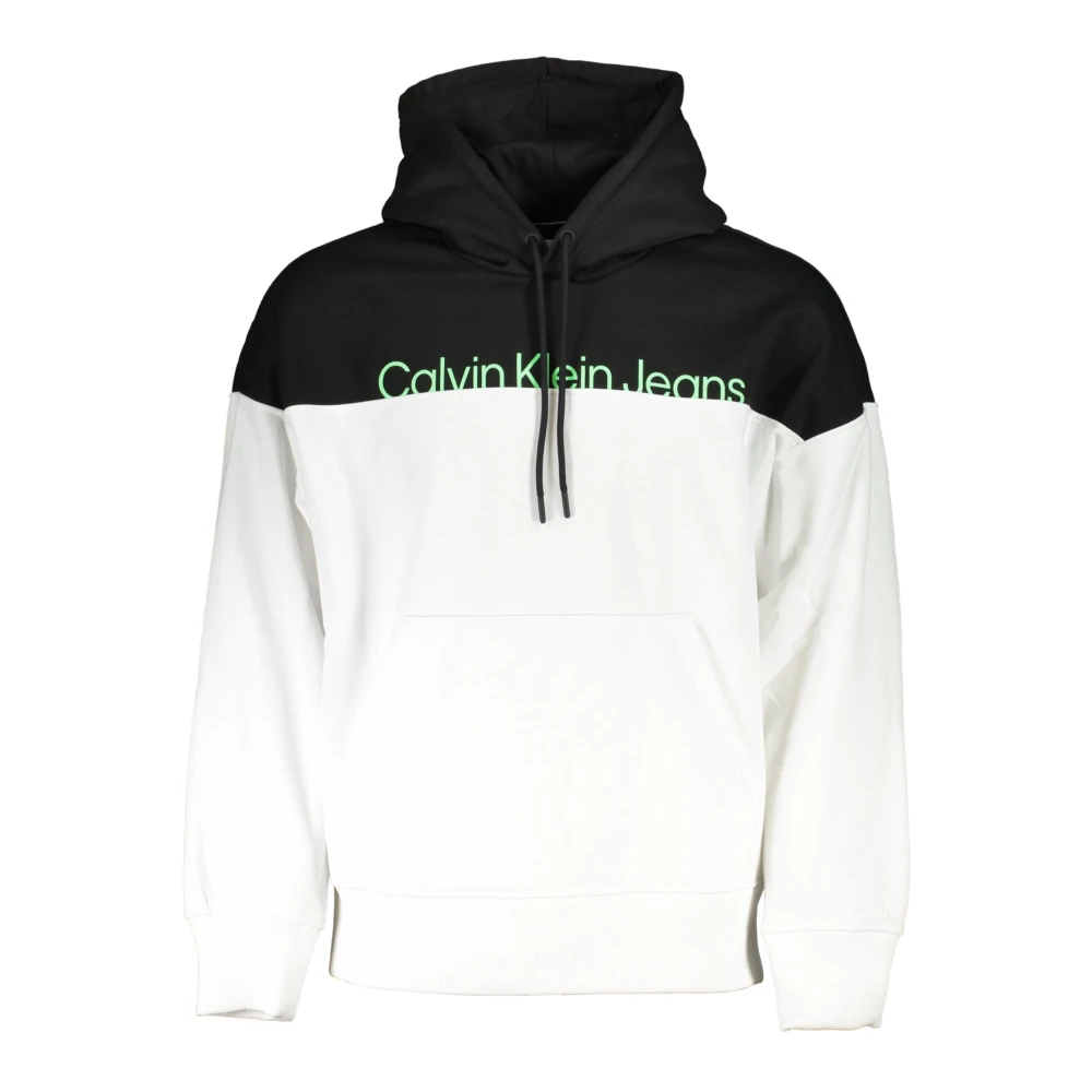 Calvin Klein Men's White Hoodies,, Hooded Sweatshirt Long Sleeve Logo Small