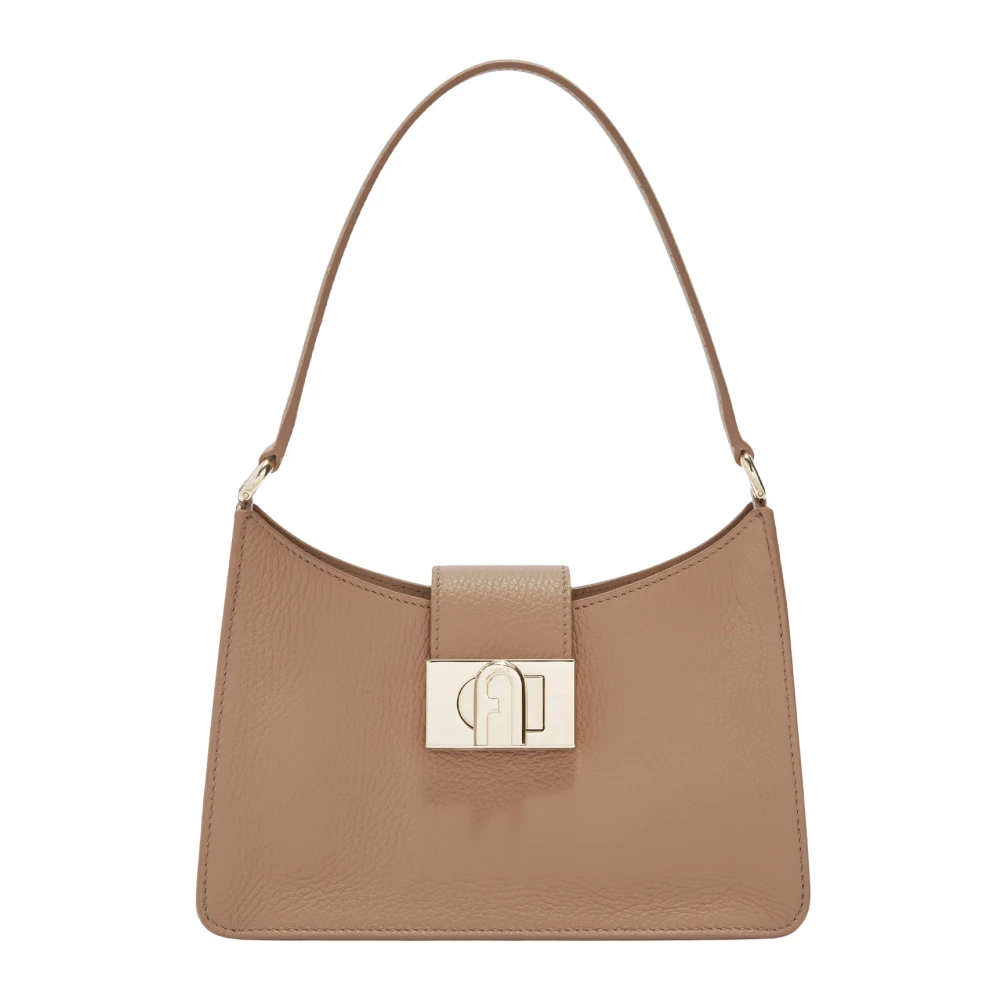 Furla Geometrische Schoudertas met Arch Logo Beige Dames