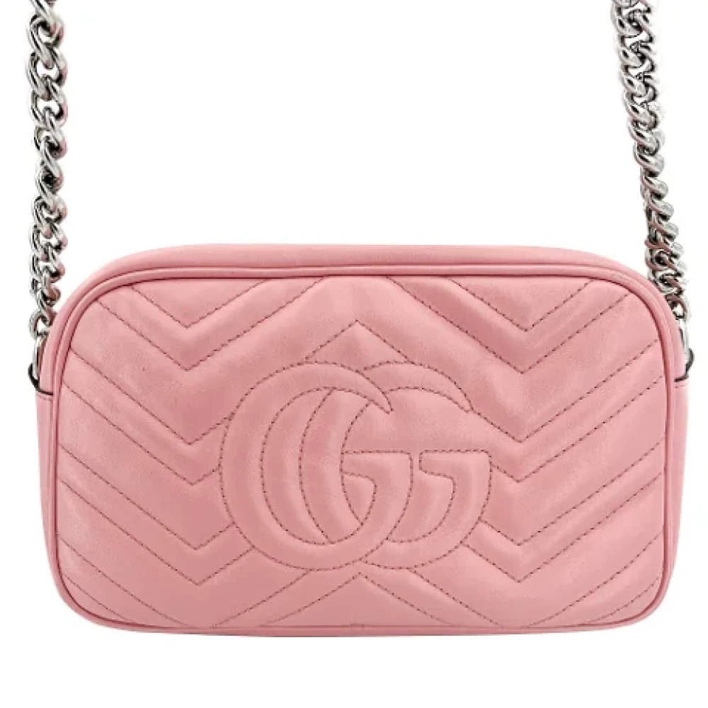Gucci Vintage Tweedehands Roze Leren Gucci Marmont Pink Dames