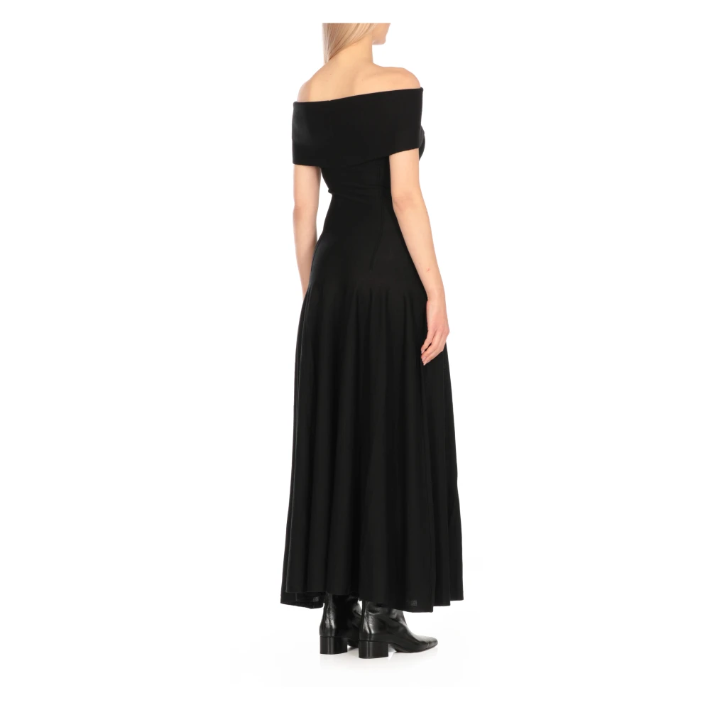 Khaite Zwarte Wollen Jurk Rechte Halslijn Mouwloos Black Dames
