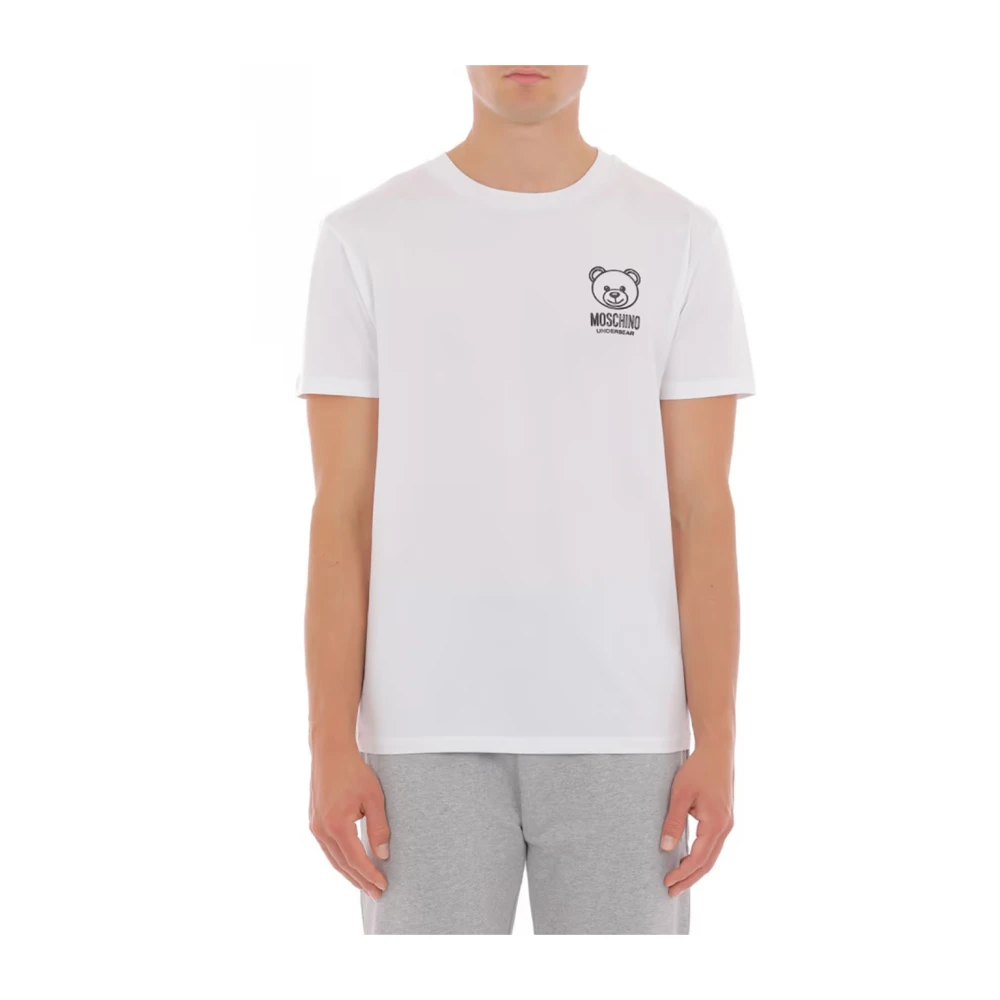 Moschino Witte T-Shirt met Halve Mouwen en Teddybeer White Heren