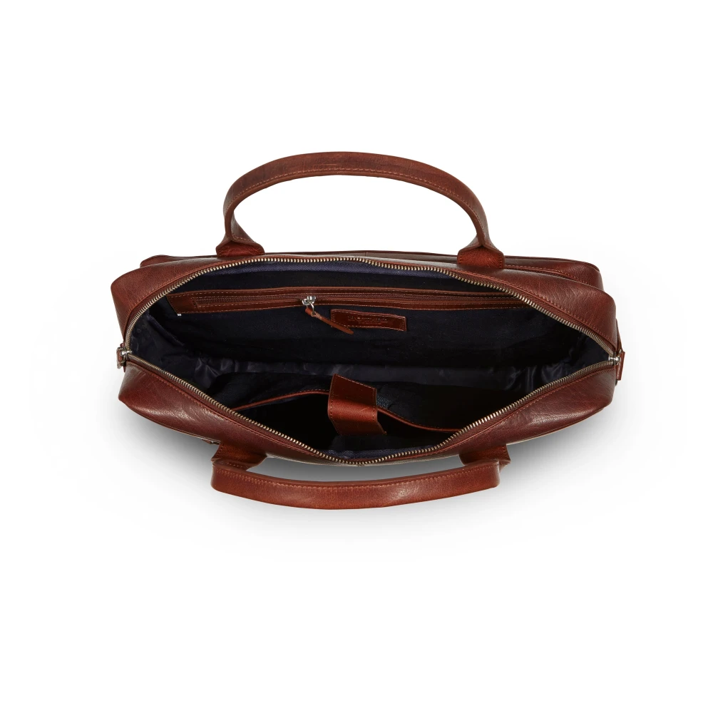 Howard London Bruine Leren Laptoptas Brown Heren
