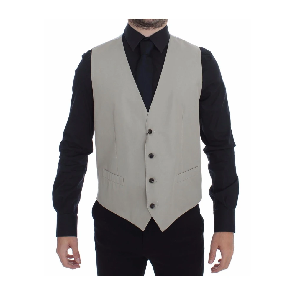 Dolce & Gabbana Men's Beige Classic Fit Vest - Waistcoats - Xl - Suits