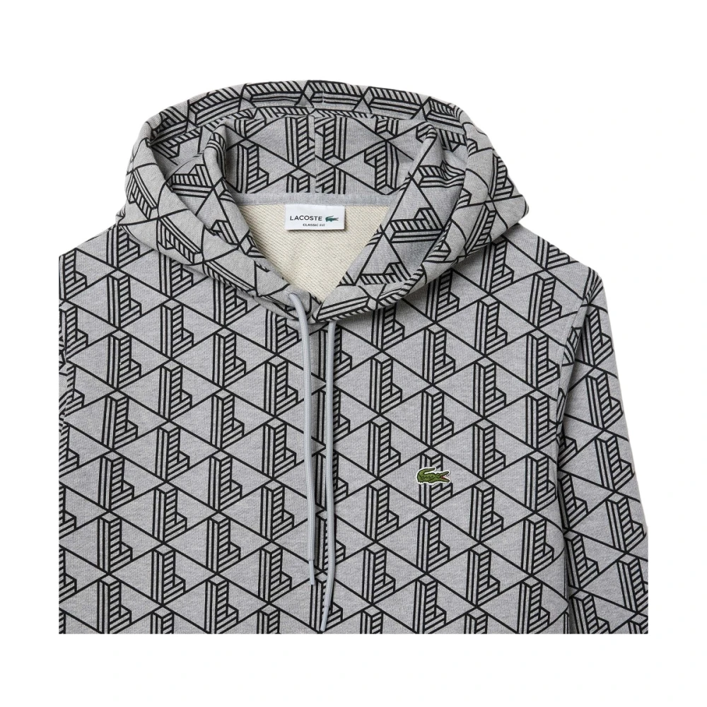 Lacoste Grijze hoodie met monogramprint Gray Heren