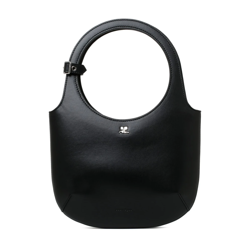 Courrèges Zwarte Leren Tote Tas Black Dames