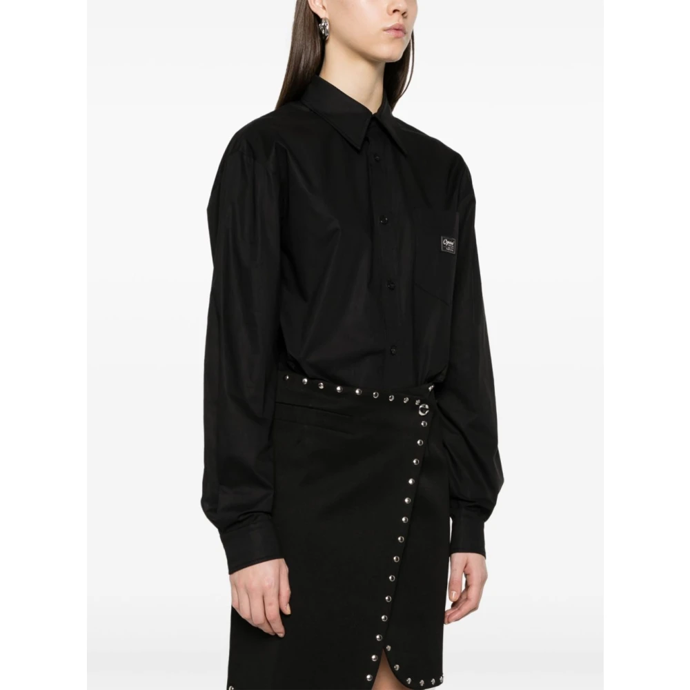 Coperni Zwarte knoopshirt met borstzak Black Dames