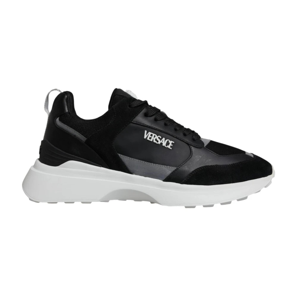 Versace Men's Black Sneakers, 9 Uk, Medusa Low Top Trainers