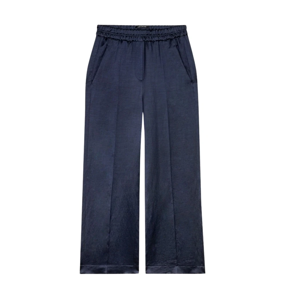 LUISA CERANO Marineblauwe Linnen Broek Blue Dames