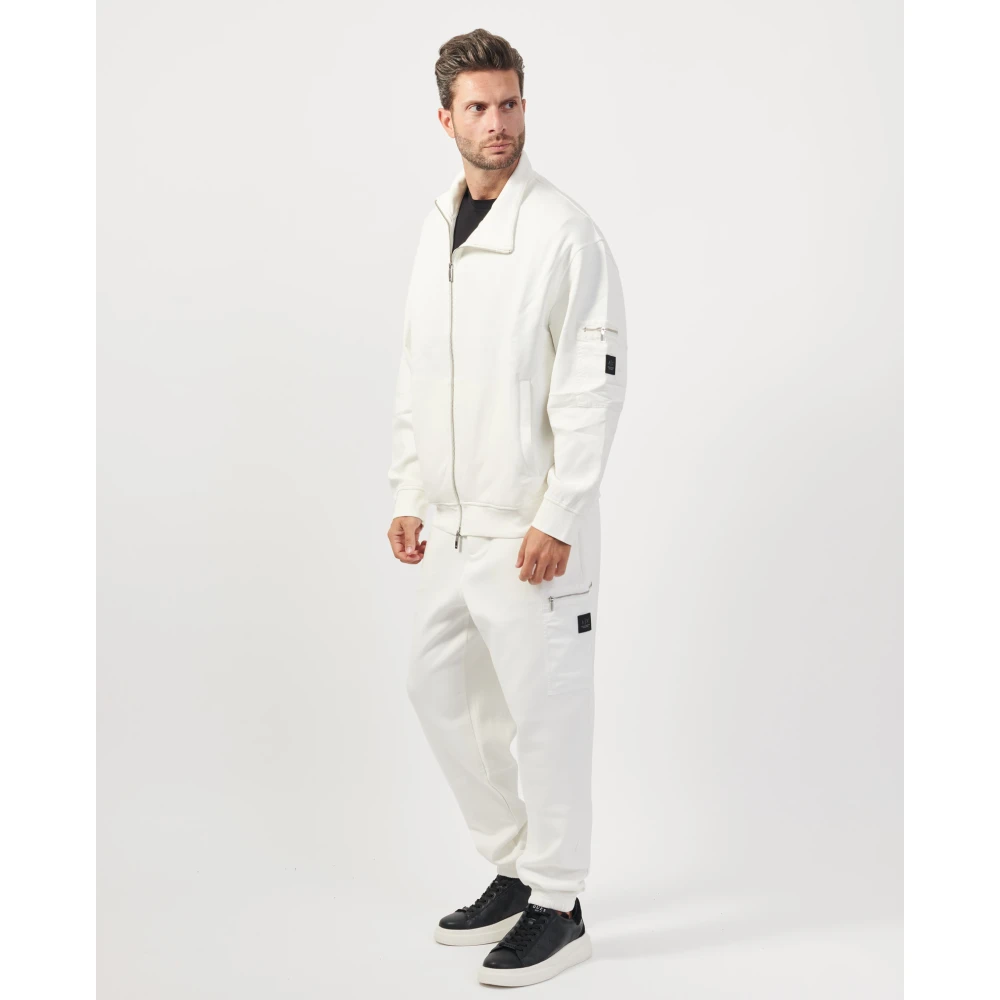 Armani Exchange Witte Zip Sweater Scuba Stijl White Heren