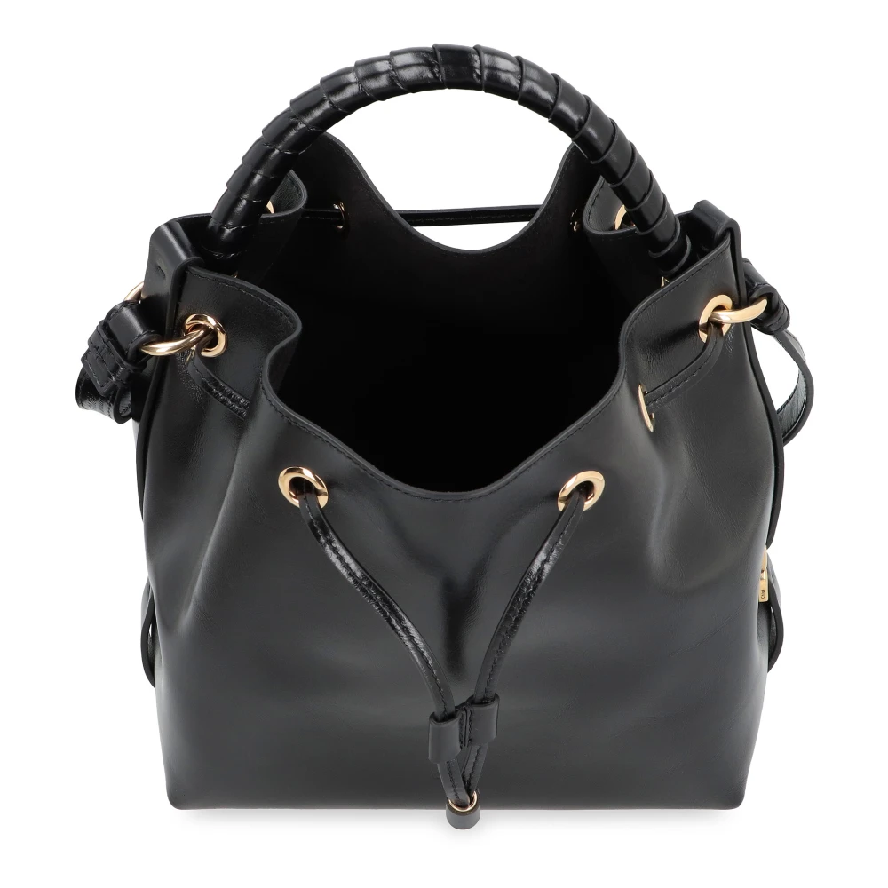 Chloé Leren Bucket Bag met Trekkoordsluiting Black Dames