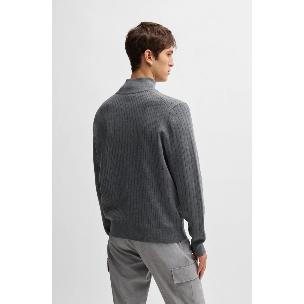 Hugo Boss Stijlvolle Cardigan voor Mannen Gray Heren