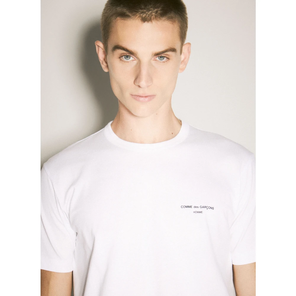 Comme des Garçons Katoenen Jersey Logo Print T-Shirt White Heren