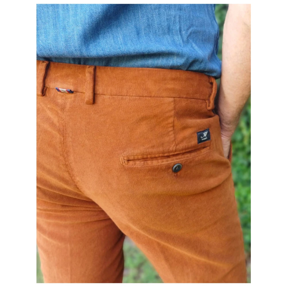 Mason's Slim Fit Fluweel Katoenen Chino Broek Brown Heren