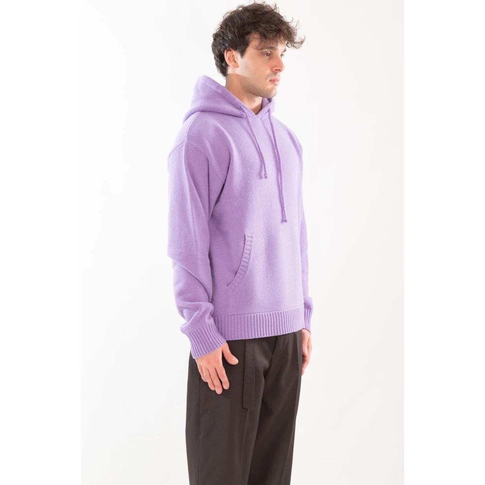 Seven Gauge Capuchon Lamswol Trui Purple Heren
