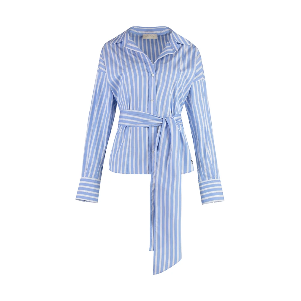 Max Mara Weekend Gekruiste Shirt in Zuiver Katoen Popeline Blue Dames
