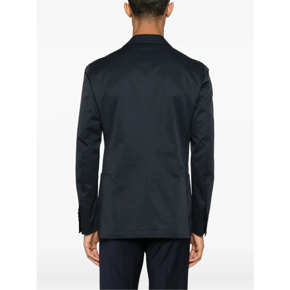 Lardini Blauwe Katoenen Blazer Dubbele-Breasted Jas Blue Heren