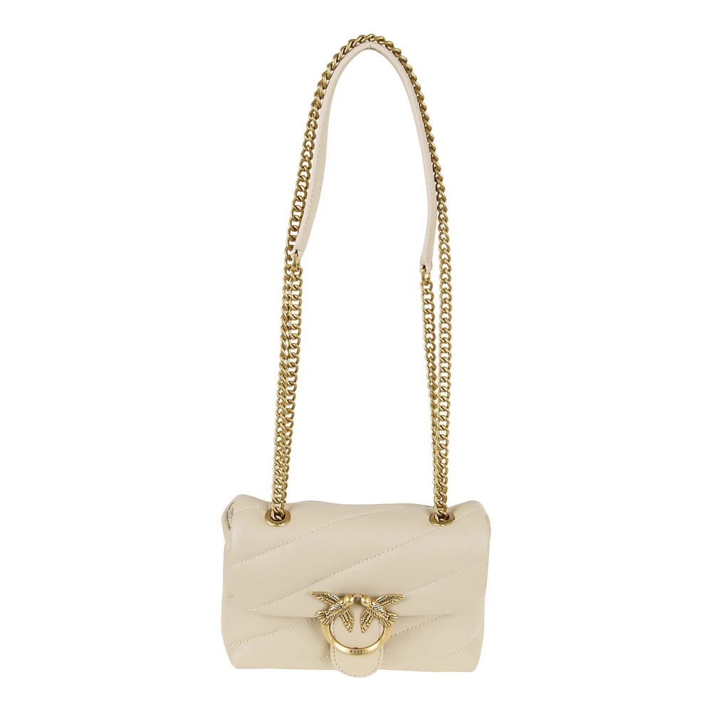 Pinko Femme Beige Sacs, Taille: One Size Love Birds Quilted Shoulder Bag