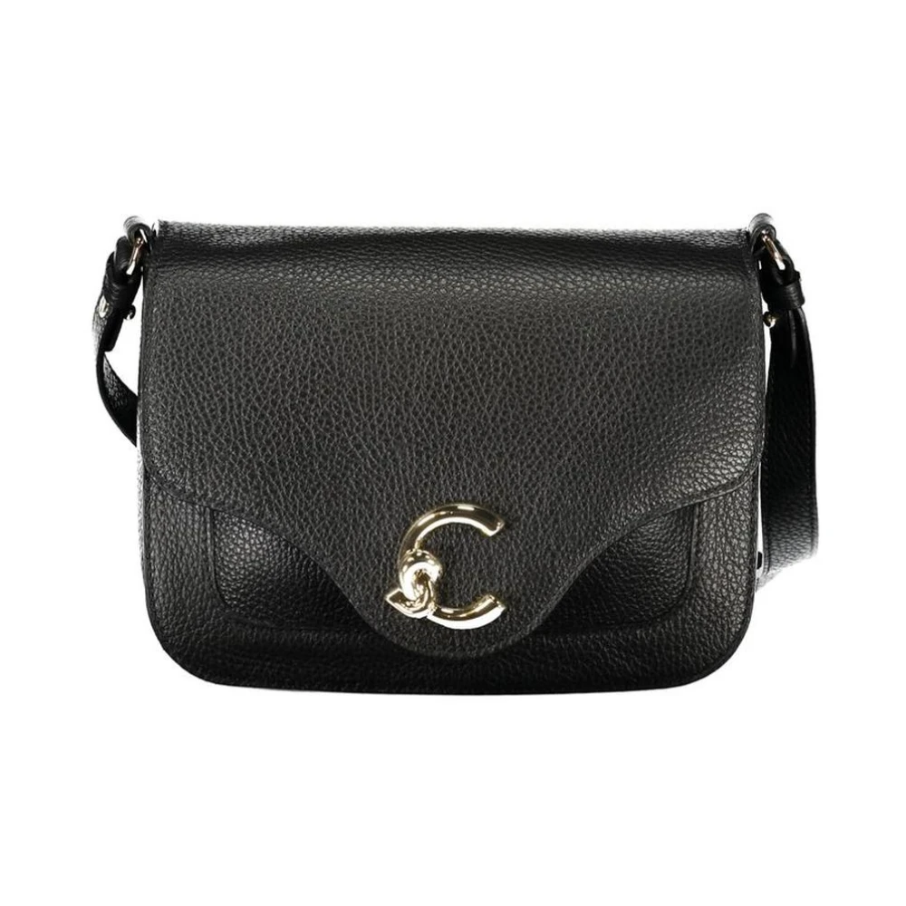 Coccinelle Women's Black Chic Leather Handbag With Logo Detail