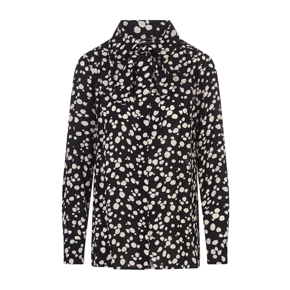 Msgm Zwarte Polka Dot Satijnen Overhemd Black Dames