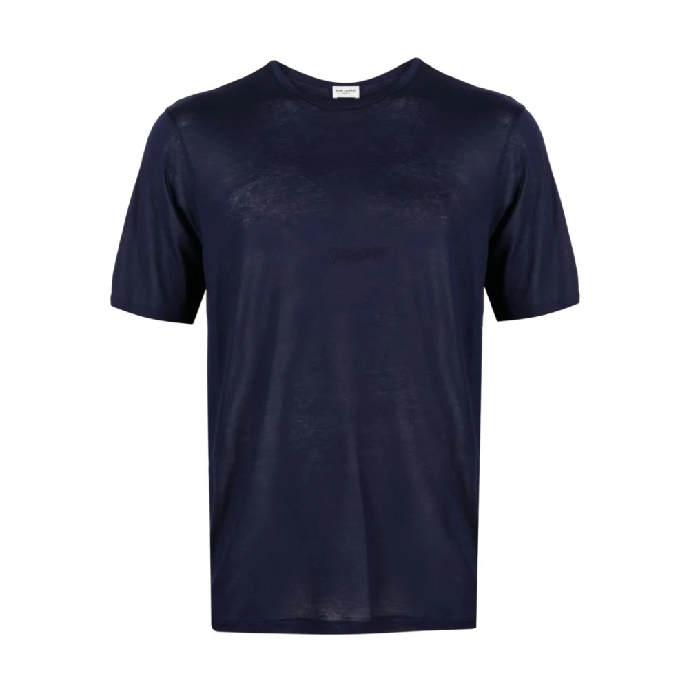 Saint Laurent T-shirt met logo-borduursel korte mouwen Blue Heren