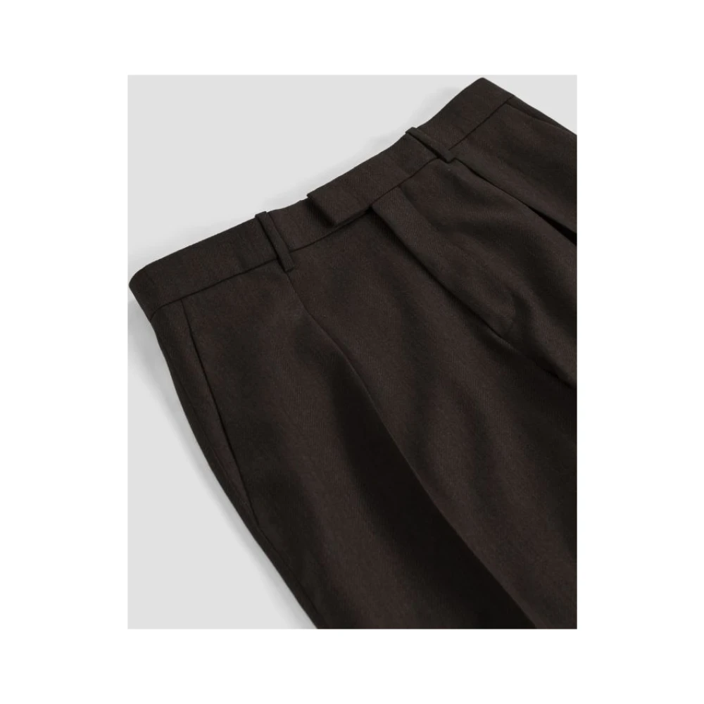 Burberry Bruine Wollen Plooi Broek Ruime Pasvorm Brown Heren