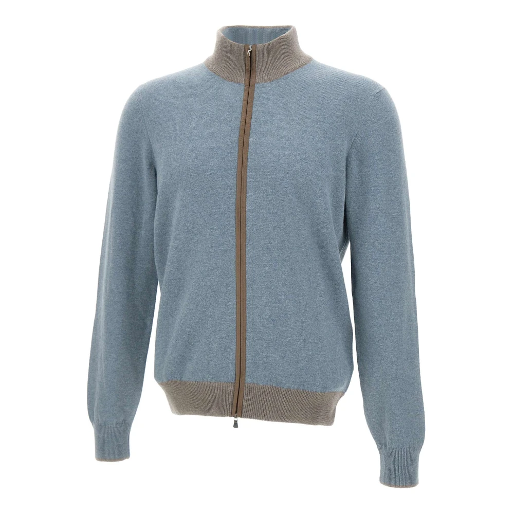 Gran Sasso Wol & Kasjmier Trui Ritssluiting Blue Heren