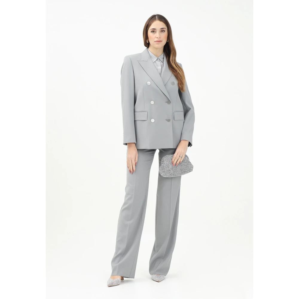 Max Mara Elegante Grijze Wijde Pijp Broek Gray Dames