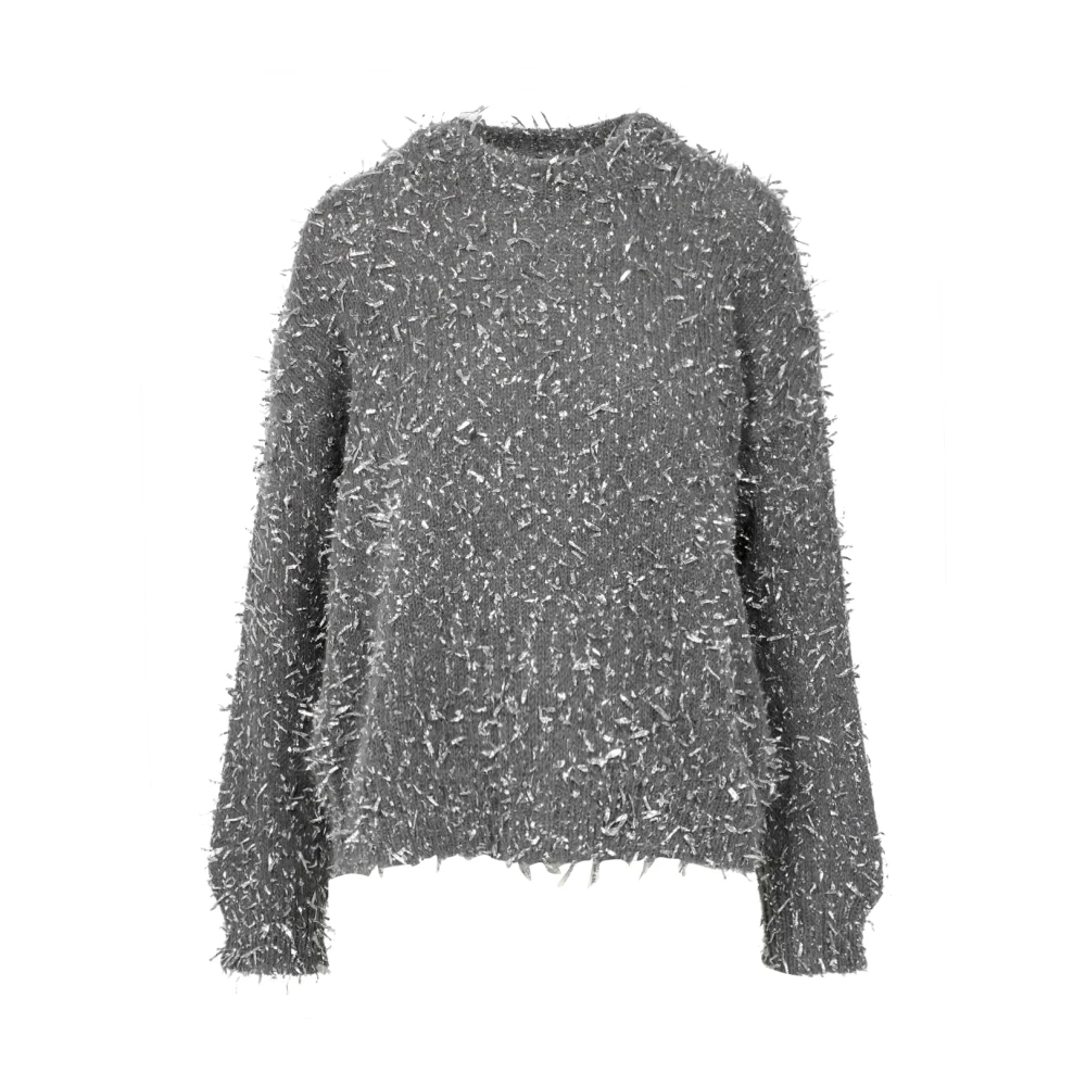 Msgm Grijze Wollen Trui met Raffeleffect Gray Dames