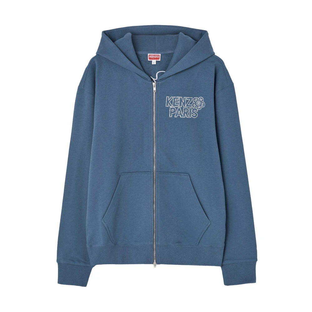 Kenzo Blauwe Hoodie Constellation Geborduurde Rits Blue Heren